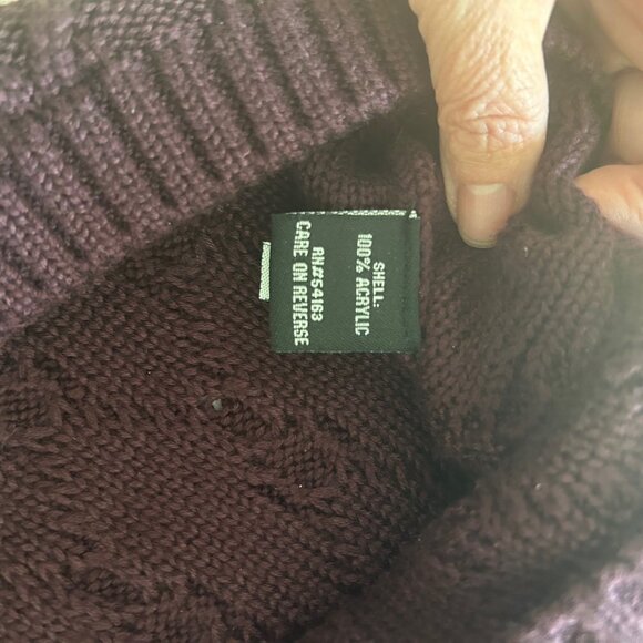 Ellen Tracy Purple Cable Knit Sweater Dress Shawl Collar Buckle Detail SZ PM - Picture 8 of 9